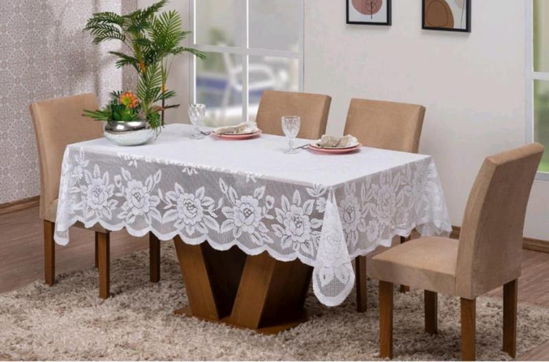 Imagem de Toalha De Mesa 2 30 X 1 50 Renda 6 Cadeiras