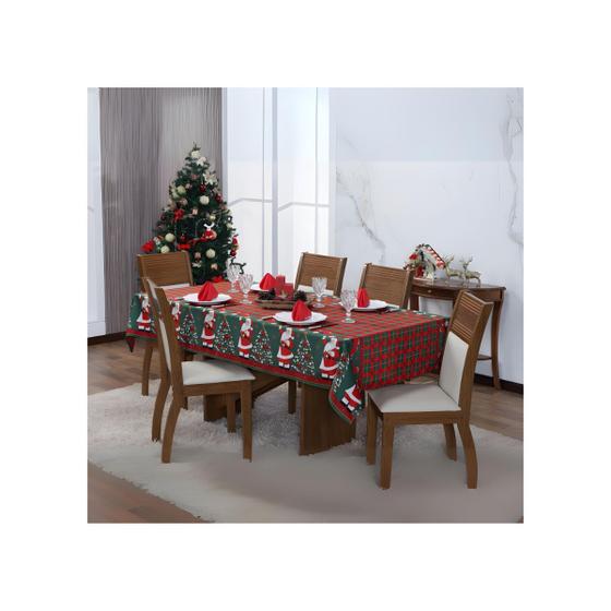 Imagem de Toalha De Mesa 4 Lugares Natal Quadrado Papai Noel Decoração