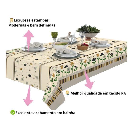 Toalha De Mesa 4 Lugares Retangular Rústica Luxo 1,50m x 1,50m
