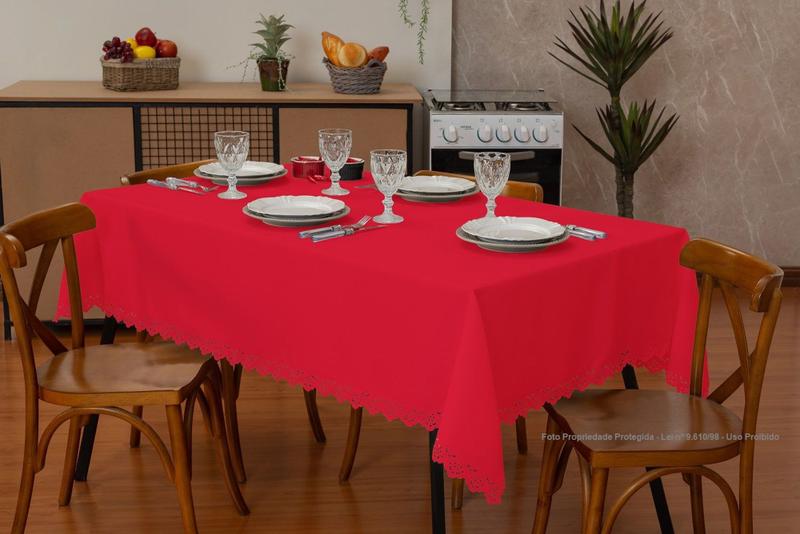 Imagem de Toalha de mesa 4 lugares retangular Tecido Oxford 1,50mt x 1,50mt Tecido Oxford - Vermelho