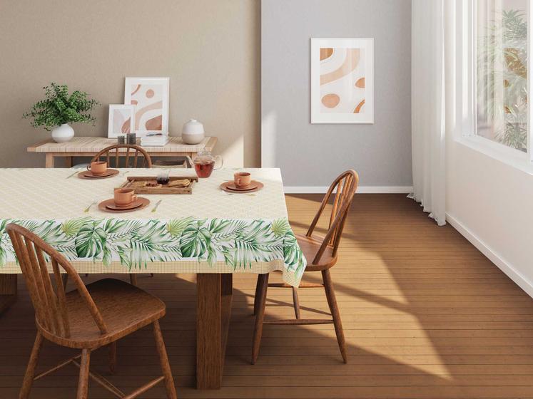 Imagem de Toalha de Mesa 6 Lugares POP Retangular Estampada Palmas 1,40m x 2,10m