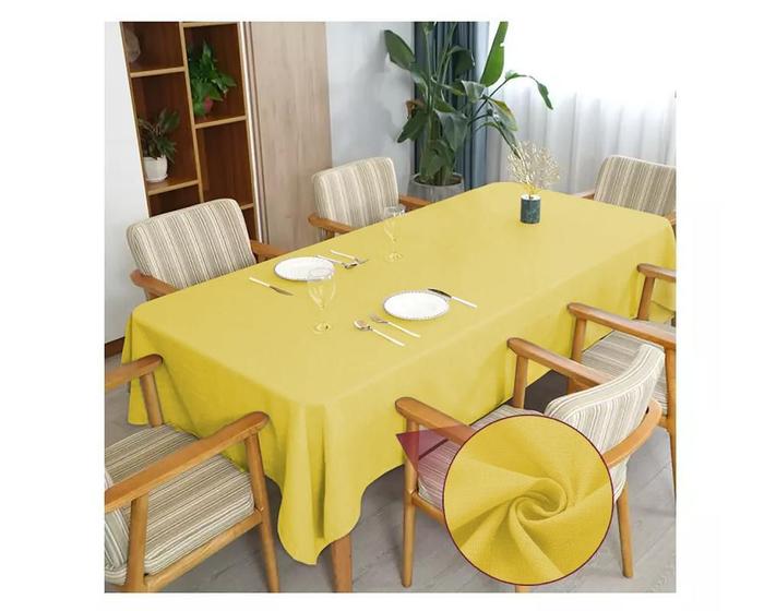 Imagem de Toalha De Mesa 6 Lugares Retangular Linho Rústico Amarelo