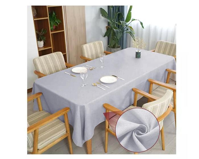 Imagem de Toalha De Mesa 6 Lugares Retangular Linho Rústico Cinza