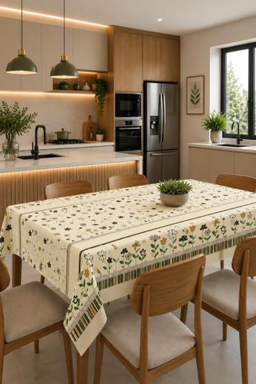 Toalha De Mesa 6 Lugares Retangular Rústica Luxo 1,40x2,10m