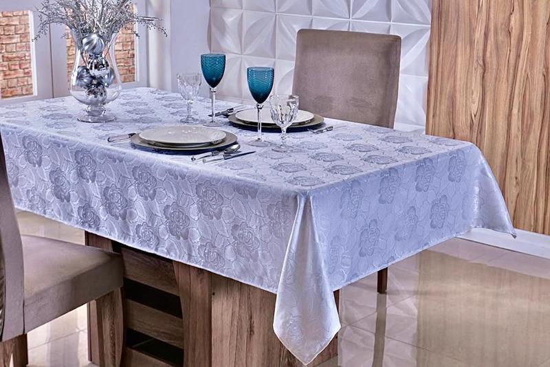 Imagem de Toalha de Mesa 6 Lugares Sala de Jantar Jacquard Lisa 2,00m x 1,40m