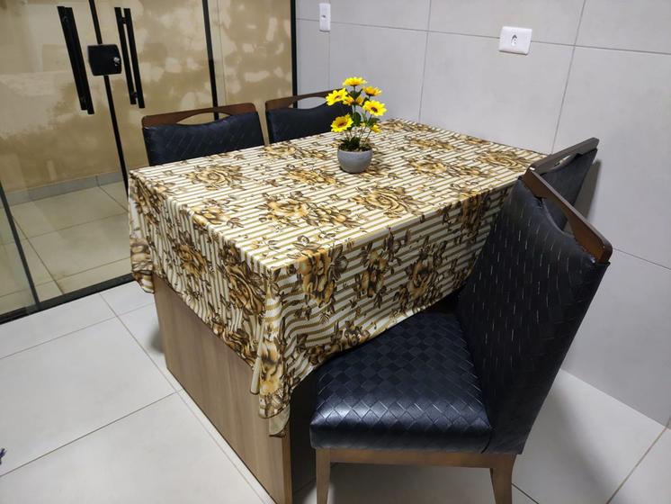 Imagem de Toalha de Mesa 8 Cadeiras Cozinha Sala de Jantar Área Gourmet 2,50m x 1,40m Malha Gel Estampada