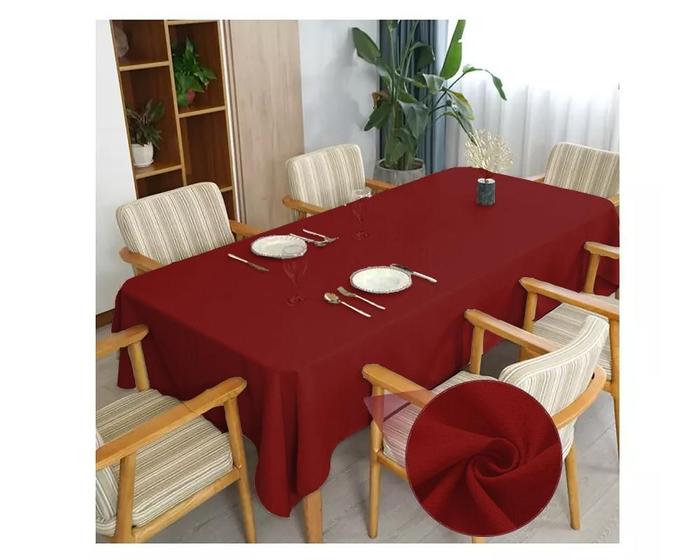Imagem de Toalha De Mesa 8 Lugares Retangular Linho Rústico Vinho