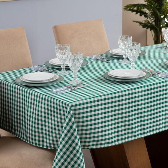 Imagem de Toalha de Mesa Brisa 8 Lugares 2,50x1,45 Oxford Estampado Xadrez - Verde