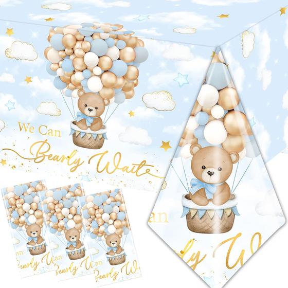 Imagem de Toalha de mesa CMUSKO Bear Baby Shower Decor 108 x 180 cm, 3 unidades