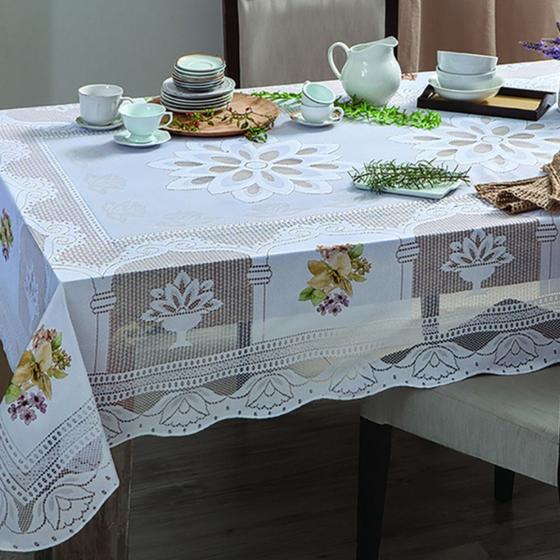 Imagem de Toalha de Mesa Com Transfer Suzi  1,60m x 1,60m Branco