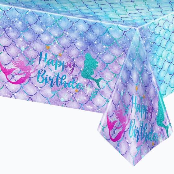 Imagem de Toalha de mesa DaiUni Mermaid Birthday Party 137 x 274 cm de plástico