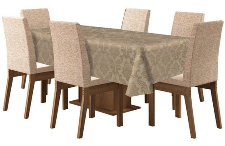 Imagem de Toalha De Mesa De 4 Lugares Tecido Jacquard - Bege