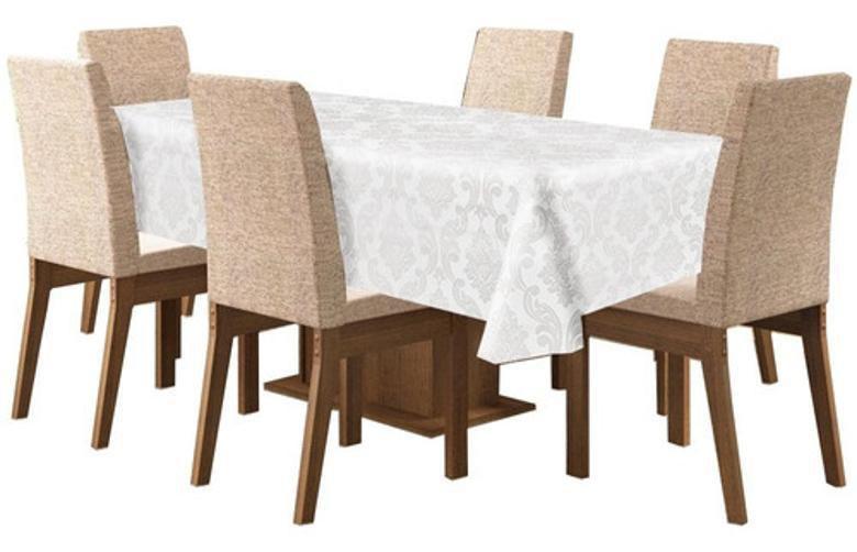 Imagem de Toalha De Mesa De 4 Lugares Tecido Jacquard - Branco