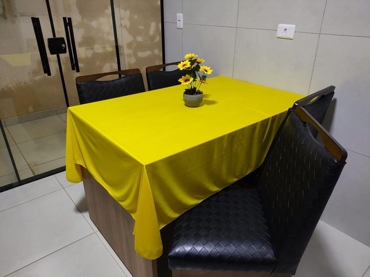 Imagem de Toalha de Mesa de Cozinha Copa Sala de Jantar 12 Lugares 4,50m x 1,40m Malha Gel Amarelo