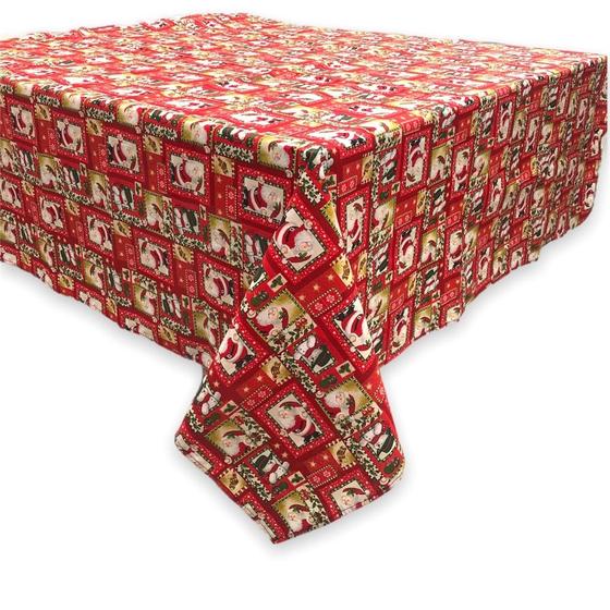 Imagem de Toalha de Mesa de Natal Estampada Quadrada em Algodão 1,40m
