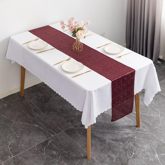 Imagem de Toalha de Mesa Estilo Nórdico com Lantejoulas Coloridas de Natal