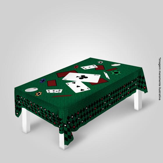 Imagem de Toalha de Mesa Felpuda Cassino Verde Poker Truco 6 lugares