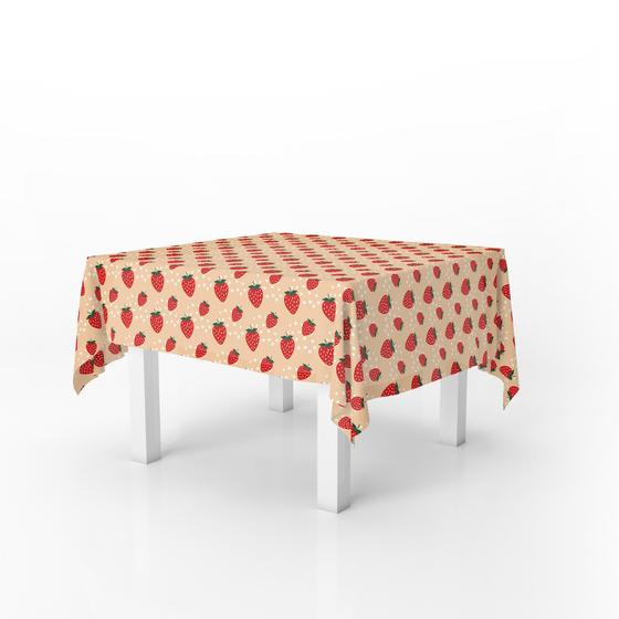 Imagem de Toalha De Mesa Frutas Morango 4 Lugares Quadrada 146x146cm