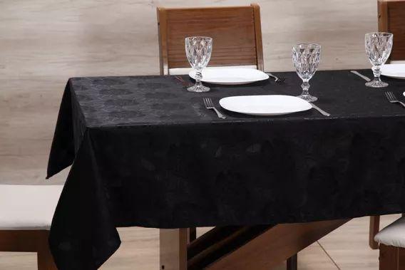 Imagem de Toalha de Mesa Jacard Luxo 6 Lugares 2,00mt x 1,40mt Preto