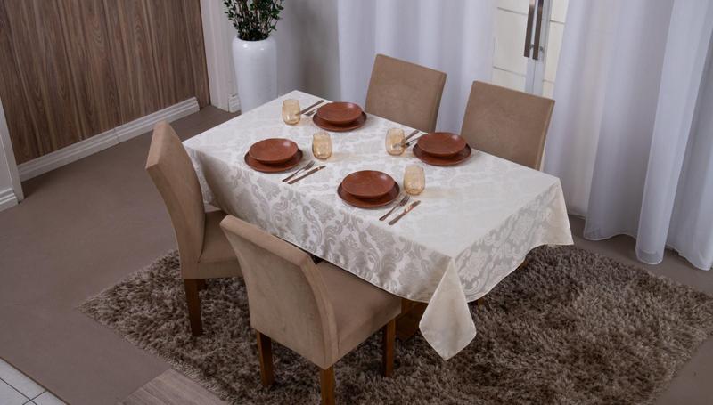 Imagem de Toalha de Mesa Jacquard 4 Lugares Palha 1,35x1,50