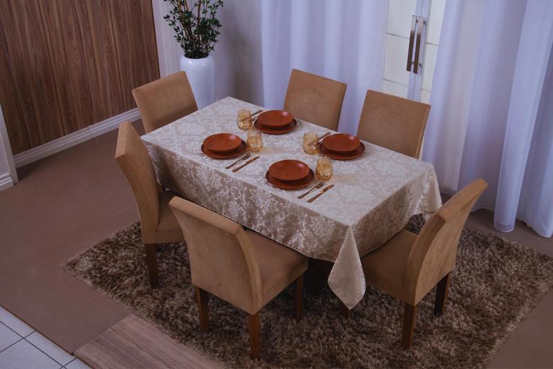 Imagem de Toalha De Mesa Jacquard 6 Lugares 1,35x2,00 Bege