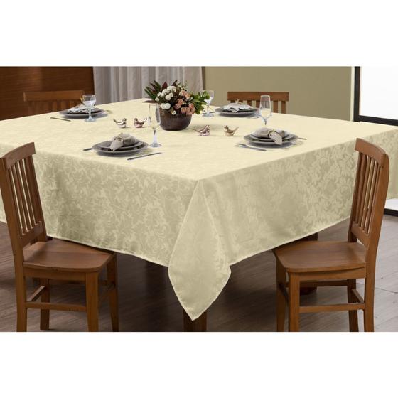 Imagem de Toalha de Mesa Jacquard Adamascado 2,50mx1,40m 8 lugares Luxo