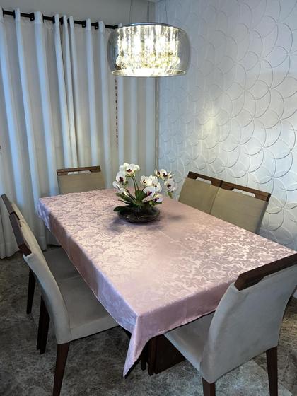 Toalha de Mesa Jacquard Luxo 6 Lugares 2,00x1,40 para Cozinha premium Várias Cores - AF Enxoval - Cor: Rose