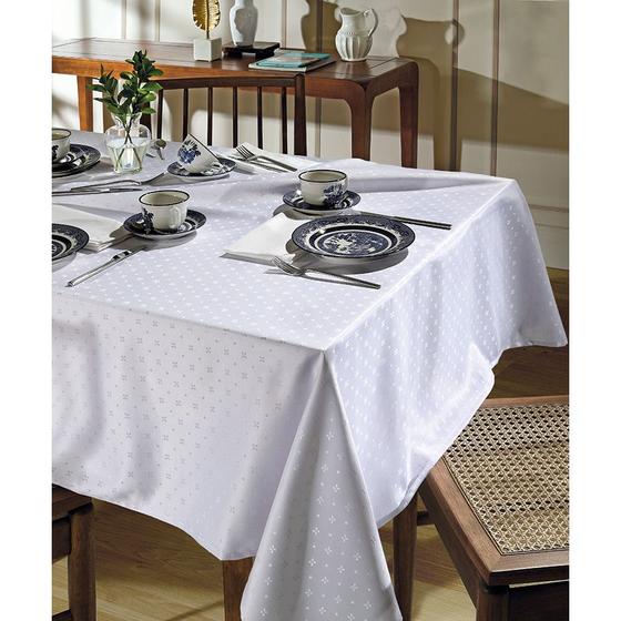 Imagem de Toalha de Mesa - Jacquard Requinte II - Floral - Branco - Retangular - 8 Lugares - Dohler