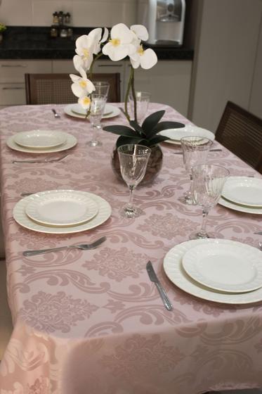 Imagem de Toalha de Mesa Jacquard Retangular Glamour Luxo 2,50x1,35 - 8 Lugares - Rosê