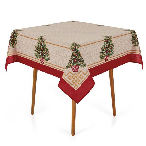 Imagem de Toalha de Mesa Karsten Quadrada 4 Lugares Natal Pinheiro Decor