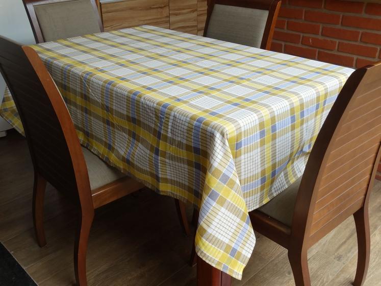 Imagem de Toalha de Mesa Lindas Estampas Viva 1,50x1,50 Amarelo Xadrez