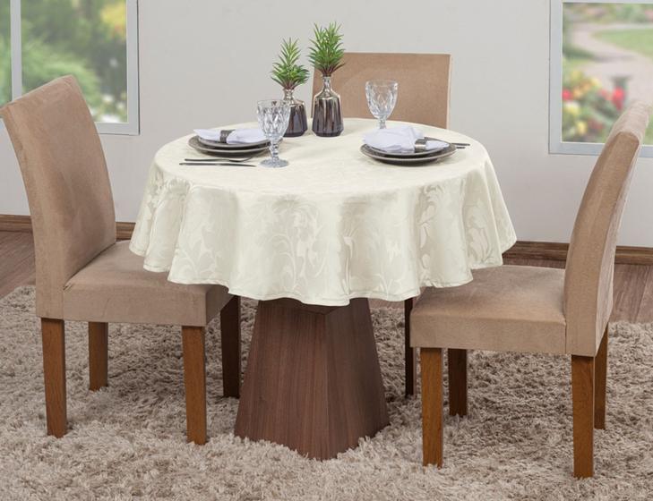 Imagem de Toalha De Mesa Luxo Redonda Sala Jantar Jacquard 4 Lugares