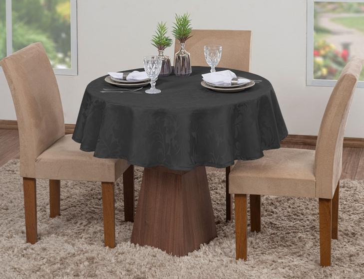 Imagem de Toalha De Mesa Luxo Redonda Sala Jantar Jacquard 4 Lugares