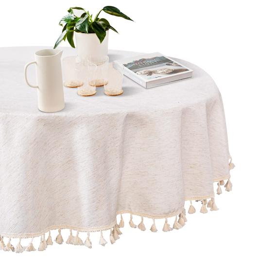 Imagem de Toalha de mesa MYSKY HOME 152cm redonda impermeável com aparência de linho