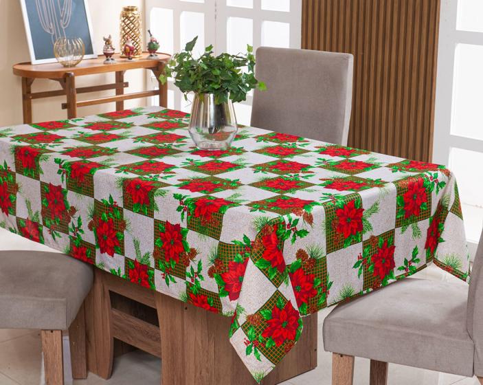 Imagem de Toalha de Mesa Natalina 08 Lugares 2,50m x 1,40m  Oxford Estampado Decoração Natal - QUADRADO NATAL