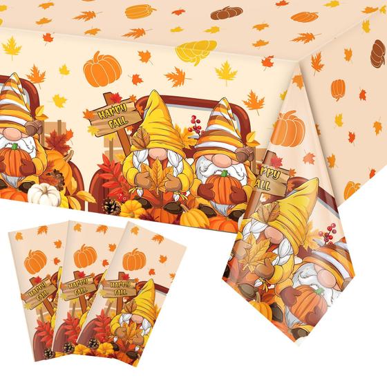 Imagem de Toalha de mesa Oudain Thanksgiving Fall Gnomes Plastic 137x274cm