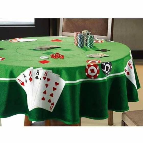 Imagem de Toalha de Mesa P/ Jogos Baralho Poker Truco 1,60m Redonda Dohler UNICA