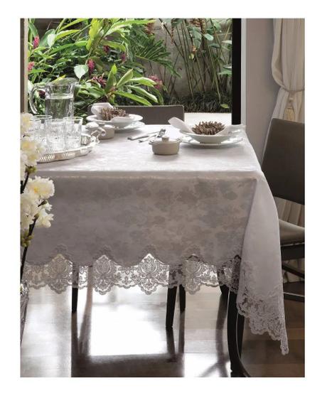 Imagem de Toalha De Mesa Palha Com Renda Guipure 2,20 X 2,20 M Tours