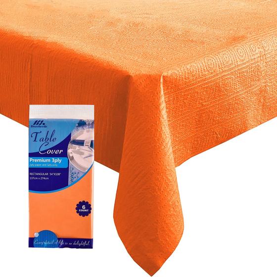 Imagem de Toalha de mesa Papel laranja Dozobeede descartável 54x108cm, pacote com 6