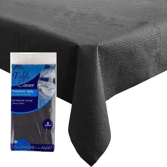 Imagem de Toalha de mesa Papel preto Dozobeede descartável 54x108cm, pacote com 6