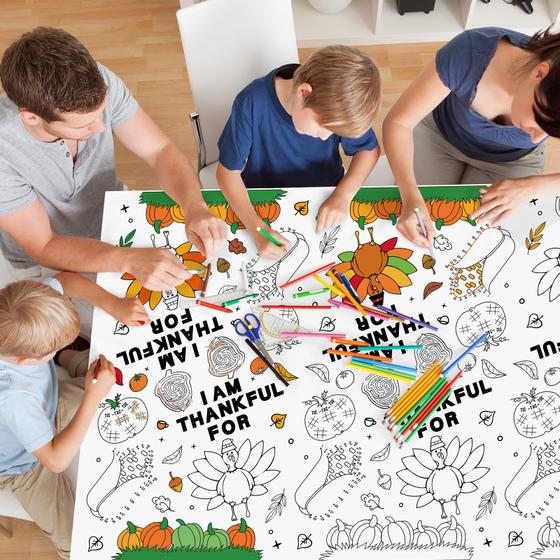 Imagem de Toalha de mesa para colorir de Ação de Graças AKEROCK 300x137cm para crianças