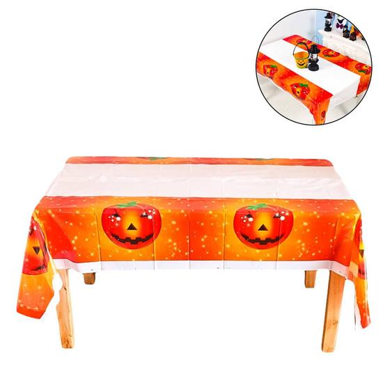 Imagem de Toalha de Mesa para Festa Halloween Abóbora 180cm x 108cm