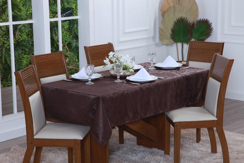 Imagem de Toalha de Mesa Posta 10 Cadeiras Jacquard Lisa 3,00m x 1,40m Tabaco