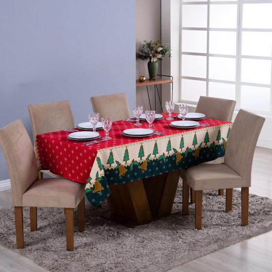 Imagem de Toalha de Mesa Posta Estampada Natal 1 Peça Oxford 4 Lugares Moderna - VALLE - EFFRONTE