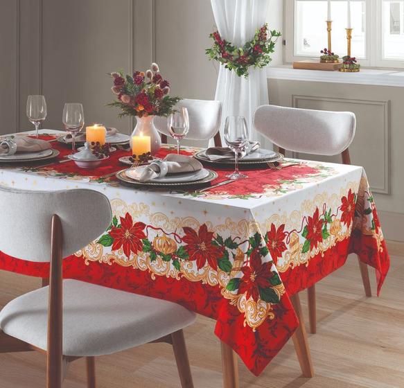 Imagem de Toalha de Mesa Quadrada 4 Lugares Athenas Natal 110 Dohler