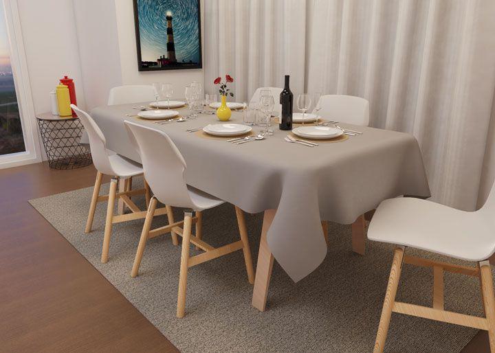 Imagem de TOALHA DE MESA QUADRADA 4 LUGARES CINZA 1,40 x 1,40
