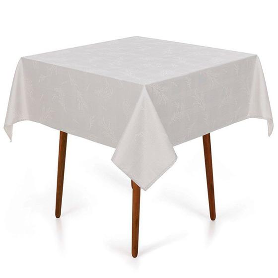 Imagem de Toalha de Mesa Quadrada 4 Lugares Jacquard Ramália Branco