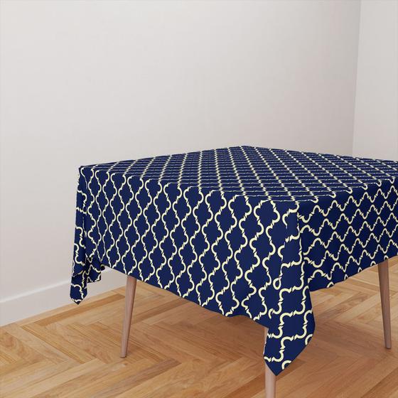 Imagem de Toalha De Mesa Quadrada 4 Lugares Tecido Oxford Escandinavo Azul Marinho TL169 - 140x140cm