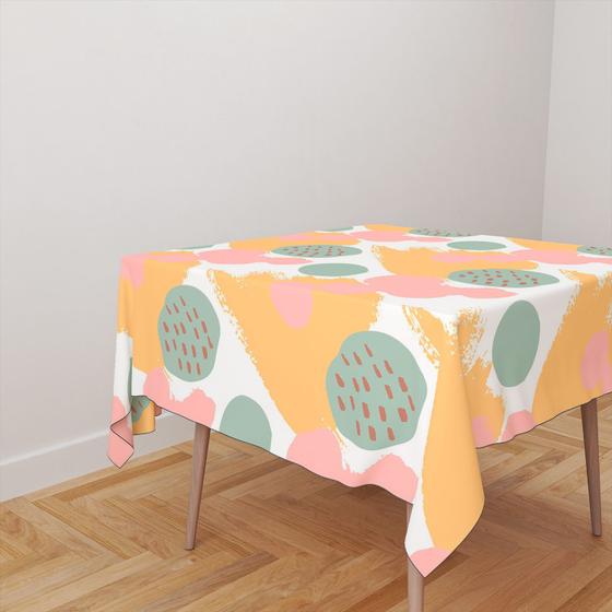 Imagem de Toalha De Mesa Quadrada 4 Lugares Tecido Oxford Formas Tons Pastéis TL248 -140x140cm