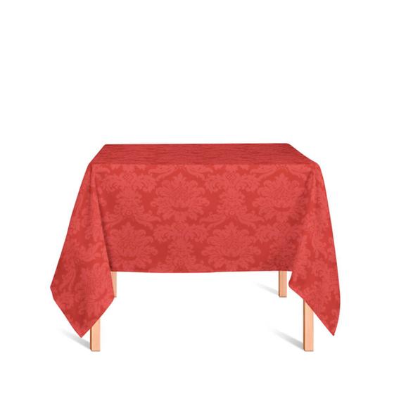 Imagem de Toalha de Mesa Quadrada em Tecido Jacquard 100% Poliéster Medalhão Vermelho